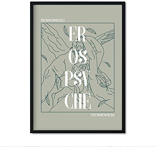 Nacnic Eros und Psyche Blech. Poster mit minimalistischen Illustrationen der Götter der griechischen Mythologie. Innenausstattung. A3 Größe mit Rahmen.