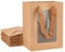 BENECREAT 10er Pack Burly Wood Kraftpapiertüte 20x15x10cm Geschenktüten mit klarem Fenster zum Schmuck Speicher Display, Hochzeit, Valentinstag