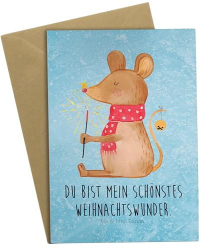 Mr. & Mrs. Panda Grußkarte Maus Weihnachten - Geschenk, Nikolaus, Einladungskarte, Glückwunschkarte, Weihnachtsmotiv, Advent, Winter, Weihnachtsdeko,