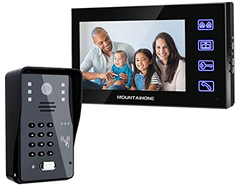 Visiophone Sonnette Filaire, Sonnette Intelligente avec 7 LCD Moniteur Visiophone Filaire Prend en charge Intercommunication et Monitoring, Déverrouillage à Distance