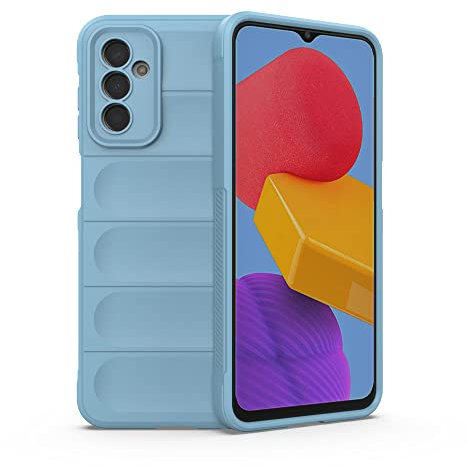 ESTH® Liquid Silicone Case for Samsung Galaxy M13 4G with Anti-Germ Protection, Anti-Scratch Soft Microfiber Lining, High Resilience Gel Rubber Full Body Shockproof Cover, Light blue