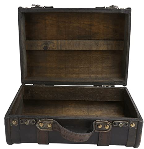 Alvinlite Vintage Holz Koffer mit Schnallenschloss - Retro Koffer Holz Aufbewahrungsbox Studio Dekoration Schaufenster Fotografie Requisiten Koffer Vintage