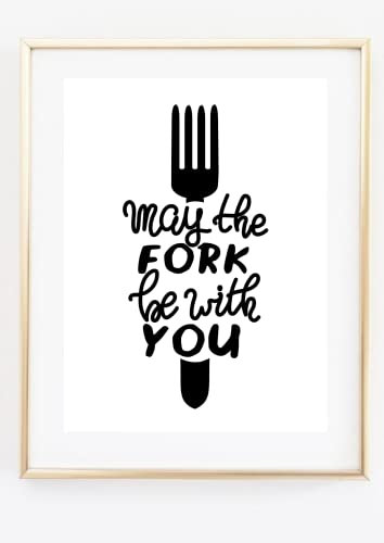 Din A4 Kunstdruck ohne Rahmen - Spruch - May the fork (force) be with you - Star Wars - Küche Esszimmer Kochen Gabel - Druck Poster Bild