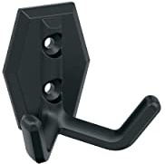 Amerock H37008MB | Benton Double Prong Decorative Wall Hook | Matte Black Hook for Coats, Hats, Backpacks, Bags | Hooks for Bathroom, Bedroom, Closet, Entryway, Laundry Room, Office