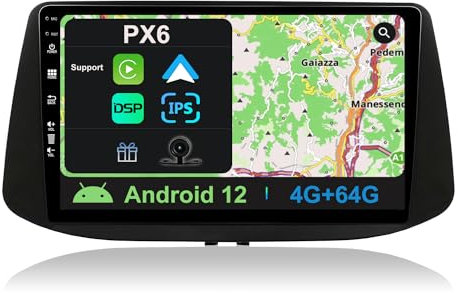 YUNTX [PX6-4G+64G] Android 14 Autoradio für Hyundai i30 (2017-2019)-9 Zoll IPS 2 Din Touch-Screen-mit kamera-DAB/GPS/HDMI/4K/Lenkradsteuerung/CarPlay/WiFi/Bluetooth 5.0/MirrorLink