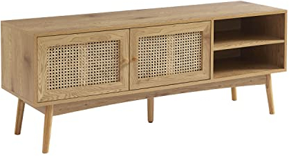 BAÏTA Mobile TV INES effetto rovere e cannage rattan l140 cm