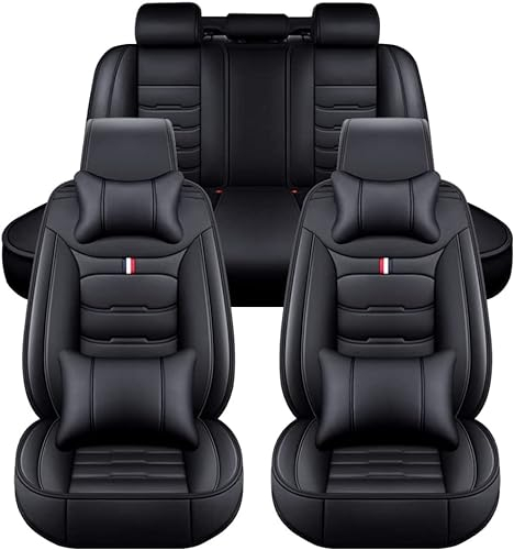 Auto Sitzbezüge für Audi A6 C8 Sedan 2018-2022, PU Leder Passgenau Autoschonbezüge, Wasserdicht Sitzschutz Auto-Schonbezüge Sitzkissen Innenraum Zubehör,Luxury_Set-E_Black