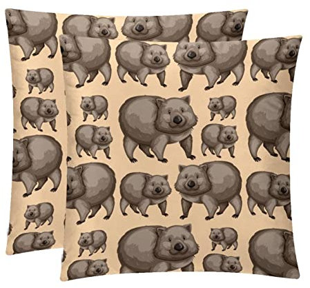 Deko-Kissenbezug, Motiv: niedliche Wombats, Tiere, 2 Stück