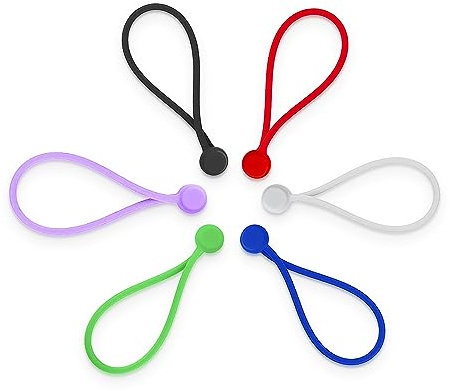 6 Pack Reusable Silicone Magnetic Cable Ties Twist Ties for Home/Office Cord Wrap, Cable Organizer, Magnetic Cord Holder, Cable Organizer Fridge Magnets - Perfect Smart Home Gadgets! 6 COLORS