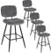 EUGAD Lot de 4 Chaises de Bar, Tabouret de Bistrot avec Dossier, Repose-Pieds, Siège Rembourré en Velours et Métal, Gris Foncé, 1043BY-4