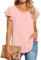 TAOHUADAO Womens 2024 Summer Casual Dressy Shirts V Neck Tunic Ruffle Short Sleeve Chiffon Tops Comfy Blouse Large, Pink