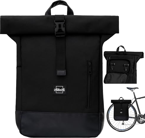 MellowMo 2-in-1 Fahrradtasche & Rucksack – Stylische Gepäckträgertasche mit Laptopfach (16 Zoll) – Recycelt, wasserabweisend & ideal für Damen & Herren im urbanen Alltag
