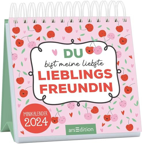 Harenberg Du bist meine liebste Lieblingsfreundin - Mini-Monatskalender 2024 - arsEdition-Verlag - Zauberhafter Monatskalender im Miniformat für alle besten Freundinnen - 11,5 cm x 11,8 cm