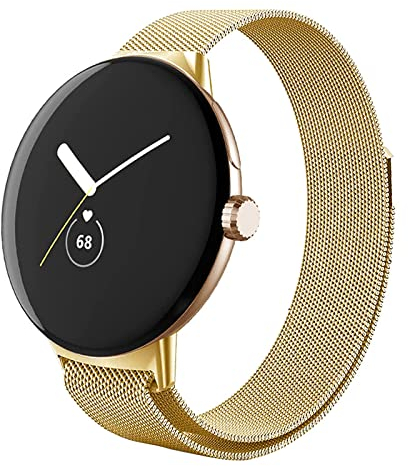 Metallarmband für Google Pixel Watch 3 41mm Armband/Pixel Watch 2/1 41mm Armband Damen Herren,Metall Geflechtschlaufe Edelstahl Ersatzarmband mit Magnetschnalle für Pixel Watch 3 2 1 Uhrenarmband
