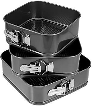 Cake Tin， Non-Stick Cake Mould, Baking Tools Baking Mold,Cake Mould,Baking 3Pcs Springform Baking Pan with Grips Nonstick Bakeware Leakproof Square Cheesecake Pan Mold Tray for Home Restaurant Hotel P