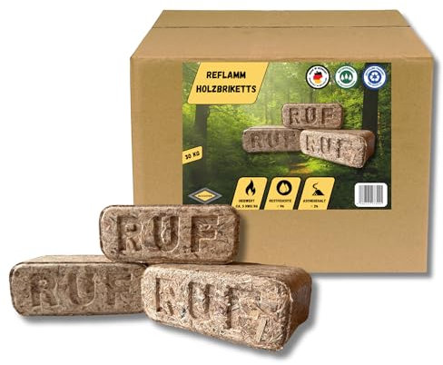 BAVAFIRE 120kg Reflamm Holzbriketts - Original RUF Briketts - 12x10 kg Gebinde - nachhaltiges und ressourcenschonendes Heizen in Kamin & Ofen - rein natürlich ohne Bindemittel