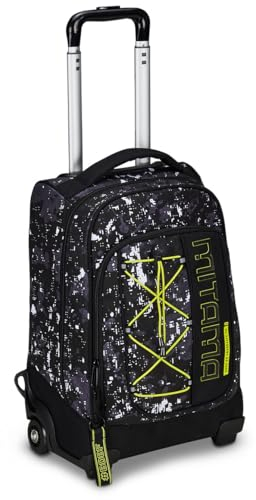 Mitama Trolley DR Schule Cement, mit Mega Fach und Doppelgriff, Schwarz Grau, Grundschule und Freizeit, Kinder Jungen, Schwarz, 49x20x31 cm, schultrolley