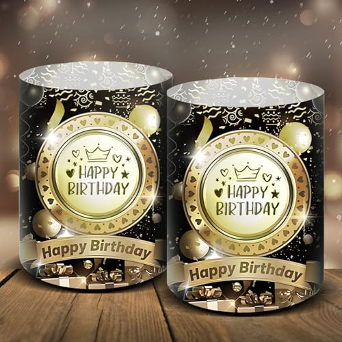 Wiainty 12 Stück Windlicht Tischdeko Geburtstag, Deko Geburtstag Männer Frauen, Happy Birthday Tischdeko, Geburtstag Tischdeko, Windlichter Deko für Teelichter oder Kerzen