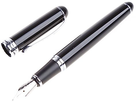 Saiyana Jinhao X750 Füllfederhalter, Deluxe-Feder, 18 kgp, Business-Feder M, Kalligraphie, Schüler, Schulbedarf, Edelstahl, Beidhändig, Schwarz