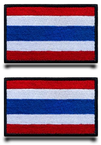 2 Stück Thai Flagge-Patch Stickerei Taktische Militär Thailand Patch,Aufnäher Mit Nylon Airsoft Für Jacke Stickereibänder Rucksäcke Taktische Kleidung Taschen Abzeichen