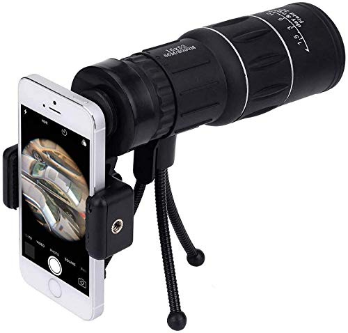 Tragbares Monokular 16x52, wasserdichtes Spektiv mit Doppelfokus, HD-Weitwinkel, mit Stativ-/Handy-Adapter