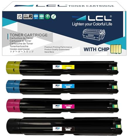 LCL Kompatible Tonerkartusche für Xerox VersaLink C7000 C7000V C7000N C7000DN 106R03757 106R03760 106R03759 106R03758 High Yield (KCMY) Ersatz für Xerox VersaLink C7000 C7000V C7000N C7000DN Printer
