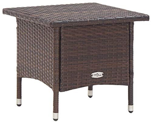 Willood Beistelltisch Braun 50x50x47 cm Poly Rattan