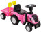 Baroni Toys Ride-On Traktor mit Anhänger für Kinder von 12 bis 36 Monat, Traktor mit Lufthupe, Rutschspielzeug, Sounds und Scheinwerfer funktionieren, inkl. Schaufel und Rechen, 29x91x44 cm (Rosa)