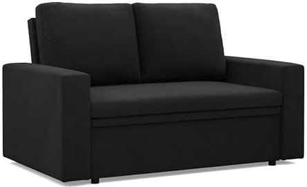 Mebligo - NEO Kollektion Sofa 2 Sitzer Mit Schlaffunktion 148 x 90 x 87 cm, Schlafsofa Mit Bettkasten, Kleines Wohnzimmersofa Schwarz