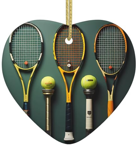Tennis Balls and Rackets Christmas Tree Ceramic Pendants, Holiday Decorations, Perfect Christmas Tree Ornaments, Christmas Souvenirs.