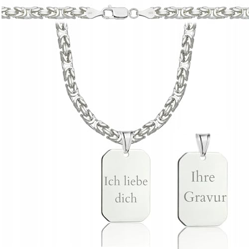 AMAR OPRAVA ketten für herren silber 925, königskette personalisierte geschenke männer - Erkennungsmarke mit gravur, militär silberkette herren 50 cm massive 4 mm, personalisierte kette