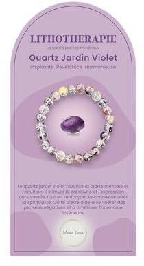 Yvelise Bracelet Quartz jardin violet - Pierres naturelles AAA - 8mm - Perles de lithothérapie femmes et hommes - 93
