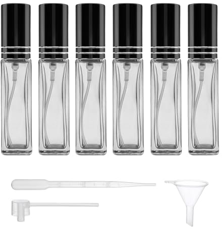 QlyYea Parfümzerstäuber 10ml, 6 Stück Parfum Nachfüller, Parfüm Reise Zerstäuber für Arbeit,Datum, Party, Grau