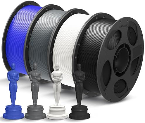ANYCUBIC Refill PLA Plus und Spool Kit, PLA+ Filament 1.75mm, RFID 3D Drucker Filament für Intelligentes Drucken, 4KG Schwarz Weiß Grau Blau