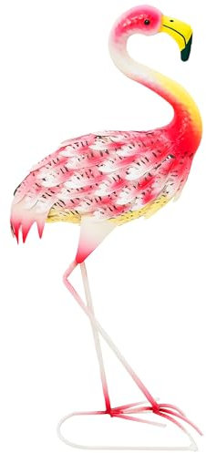 Outsunny Metall Flamingo Garten Statue Flamingo Outdoor Ornament Flamingo-Skulptur für Rasen Dekoration Patio Teich