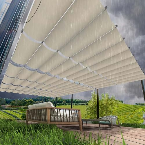 Retráctil Toldo Vela de Sombra (Tamaño Personalizado) - Protección UV 95%, Resistente al Clima y Desgarro, Cubierta de Sombra con Ojales y Cuerda para Pergola, Balcón y Jardín