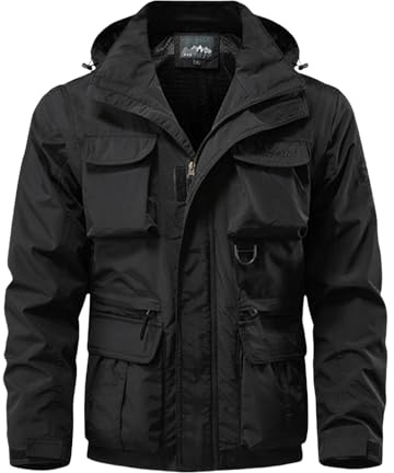 Men's Waterproof Ski Winter Jacket Warm Winter Snow Snowboard Coat with Multi Pockets Detachable Hood Tactical Field Jacket, Hooded Outdoor Coats for Hiking, Camping