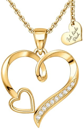 Limana Herzkette Silber 925 Damen Halskette mit Herz-Anhänger | Schmuck Geschenk für Ehefrau Freundin Frauen Mama, Geburtstag Hochzeitstag Jahrestag Weihnachten Valentinstag Muttertag