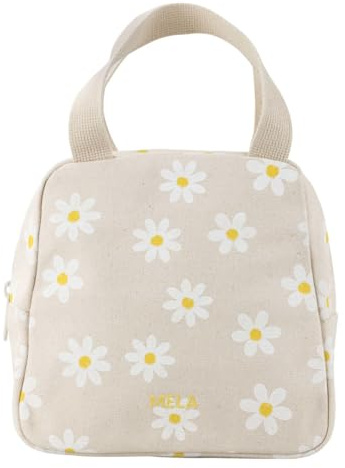 Organizer Tasche groß mit Innenfächern – Reise Kulturbeutel zum Aufhängen & Kosmetiktasche – Damen, Herren & Kinder - GOTS, Grüner Punkt Zertifiziert - 4 Liter (Greige/Daisy Print)