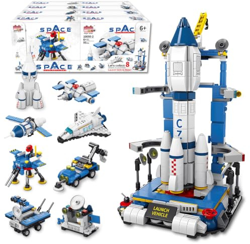 CHMMY 19 In 1 City Space Shuttle Weltraum Bauset, 616 PCS Raketen Spielzeug für Kinder 6-14, Rakete, Satellit, Raumstation & Space Shuttle Bauspielzeug mit 19 Bauarten, Geburtstag & Weihnachten
