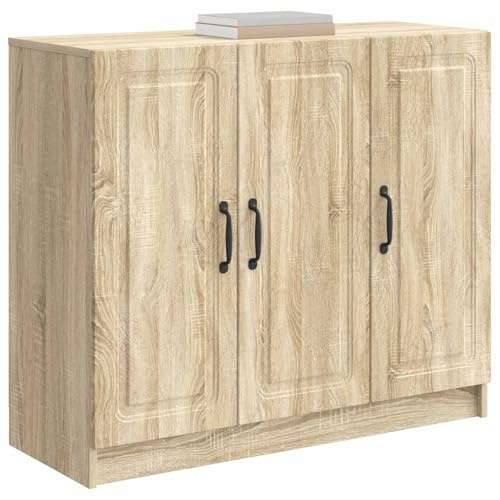 vidaXL Sideboard Sonoma-Eiche 89 x 34,5 x 77 cm Holzwerkstoff, Moderner Wohnzimmerstauraum, eleganter rechteckiger Sideboard, funktionales Möbelstück, schickes Design