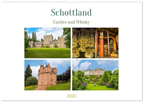 Schottland - Castles und Whisky (Wandkalender 2026 DIN A2 quer), CALVENDO Monatskalender: Zeugen der Vergangenheit und Wasser des Lebens. (CALVENDO Orte)