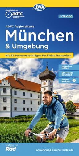 BVA ADFC Regionalkarte München und Umgebung 1:75.000: mit Tagestourenvorschlägen, reiß- und wetterfest, E-Bike-geeignet, GPS-Tracks Download,