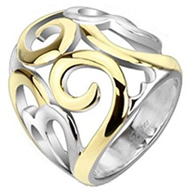 beyoutifulthings BREITER verschnörkelte Herzen Band-Ring Chirurgenstahl 316L Verlobungs-Ring Partner-Ring Trau-Ring Gold, Silber 57(18.1)