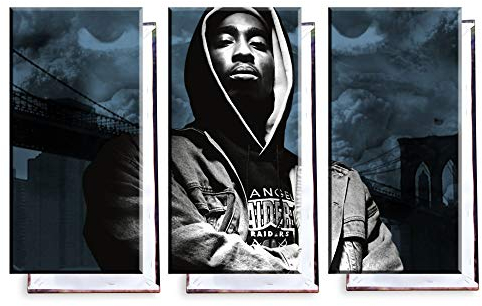 Unified Distribution Tupac Shakur RIP - Dreiteiler (120x80 cm) Kunstdruck auf Leinwand • erstklassige Druckqualität • Dekoration • Wandbild