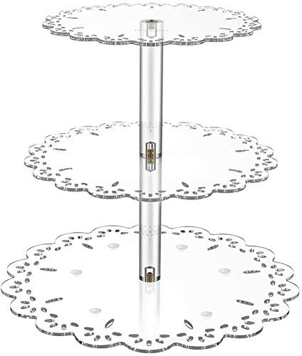 Queta Etagere 3 Etagen Transparent Cupcake Ständer Tortenständer Kuchenständer für Cupcake Kuchen Dessert Obst Party Hochzeit Buffet