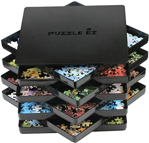Puzzle Sorting Trays with Lid Black Jigsaw Puzzle Accessories for Adults Sorter Separating Box Organizer Holder Fits Up to 1500 Pieces Puzzle Table Space Saver Gift for Puzzle Lovers 9 x 9