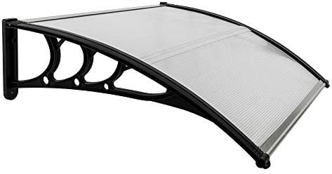 Bonnlo Door Canopy Outdoor Window Awning, Rain Shelter Plastic Polycarbonate for Back Door Porch Window 100 x 80cm(Black)