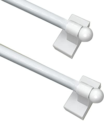 Lot de 2 tringles à rideaux magnétiques pour portes et fenêtres d'appareils mentaux – Tringle à rideaux réglables multi-usage pour toilettes, bar, café, réfrigérateur – Réglable de 22,9 à 40,6 cm de