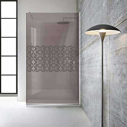 Aqua Roy Modello INOX Golden Tulipano 120 cm da 70/80/90/100/110/120 Box Box doccia in vetro bronzo, 8 mm trasparente, motivo sabbiato nano rivestito in acciaio inox (120 x 195 cm)